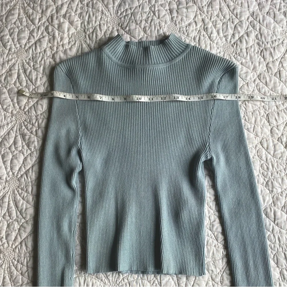 F21 Baby Blue Longsleeve Ribbed Turtle Neck - Picture 2 of 5